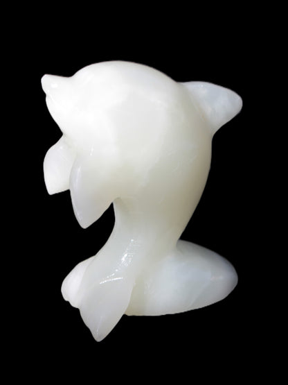 Soft-green Afghan Jade hand-carved Leaping Dolphin 395.5g Rocks and Things