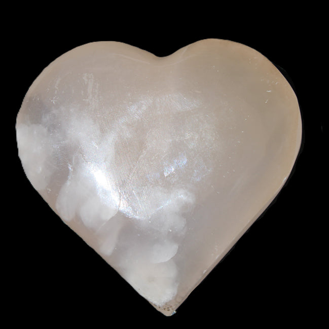 Mangano Calcite hand-carved heart 67*64mm  125g in sunlight - Rocks and Things Store