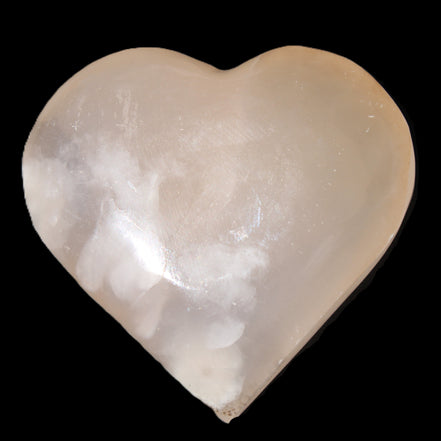 Mangano Calcite hand-carved heart 67*64mm  125g in sunlight - Rocks and Things Store