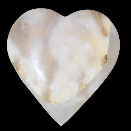 Mangano Calcite hand-carved heart 73*78*20mm 160g in sunlight - Rocks and Things Store