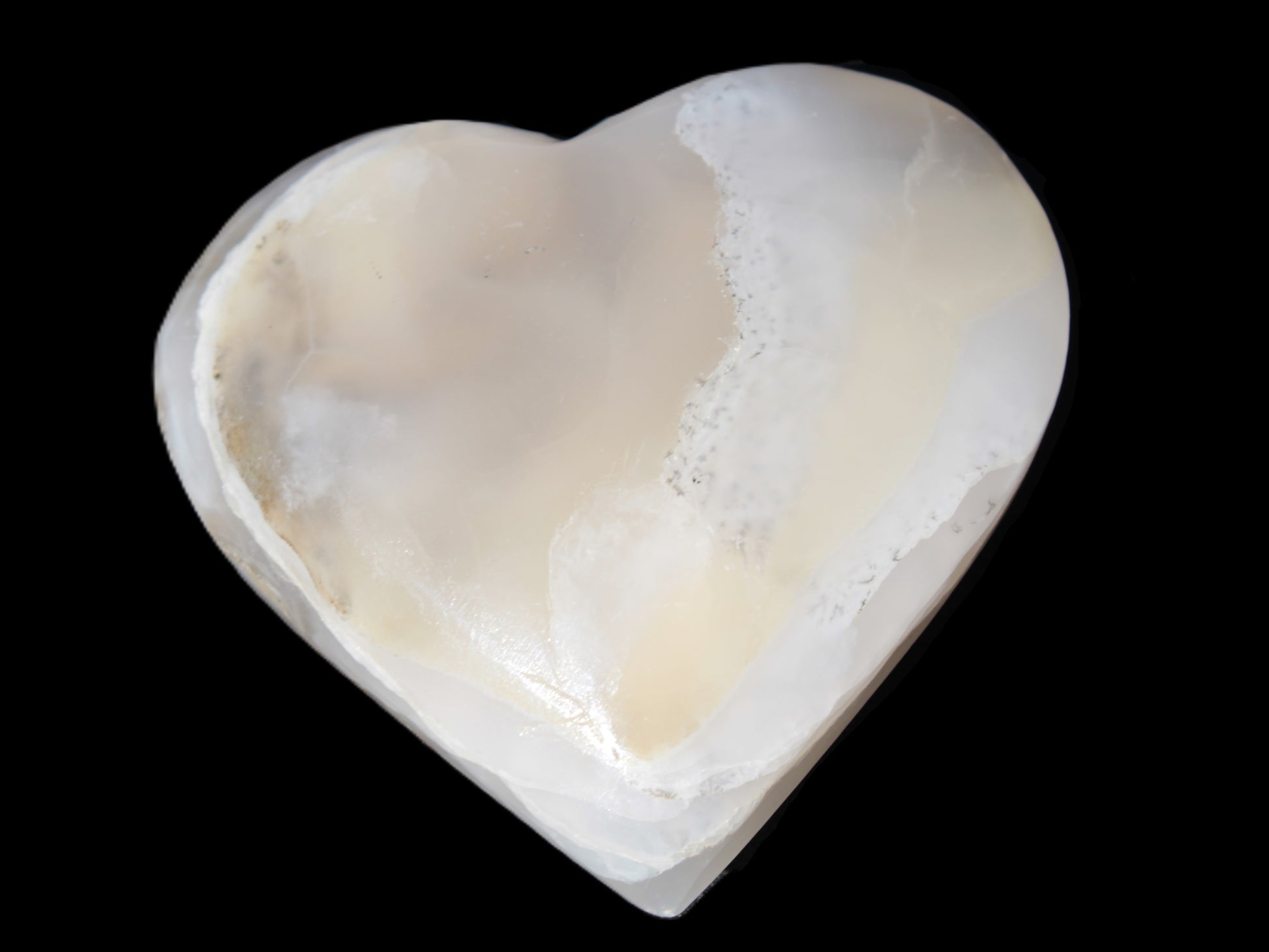 Mangano Calcite hand-carved heart 67mm  120/125g Rocks and Things