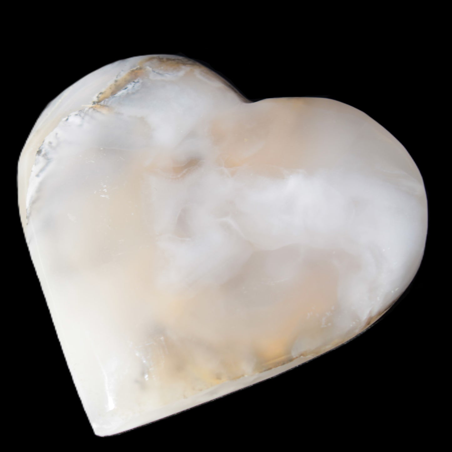 Mangano Calcite hand-carved heart 67mm  120/125g Rocks and Things