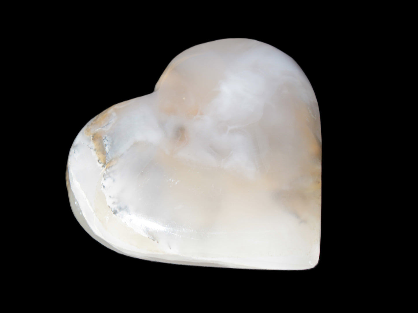 Mangano Calcite hand-carved heart 67mm  120/125g Rocks and Things