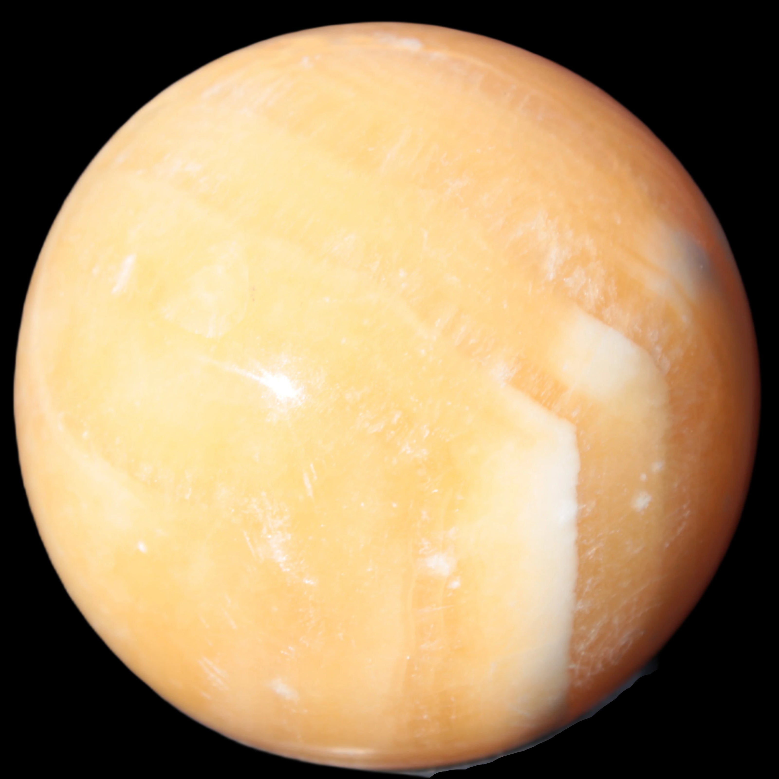Yellow  Calcite sphere 64/65mm 346-371g  in sunshine - Rocks and Things Store