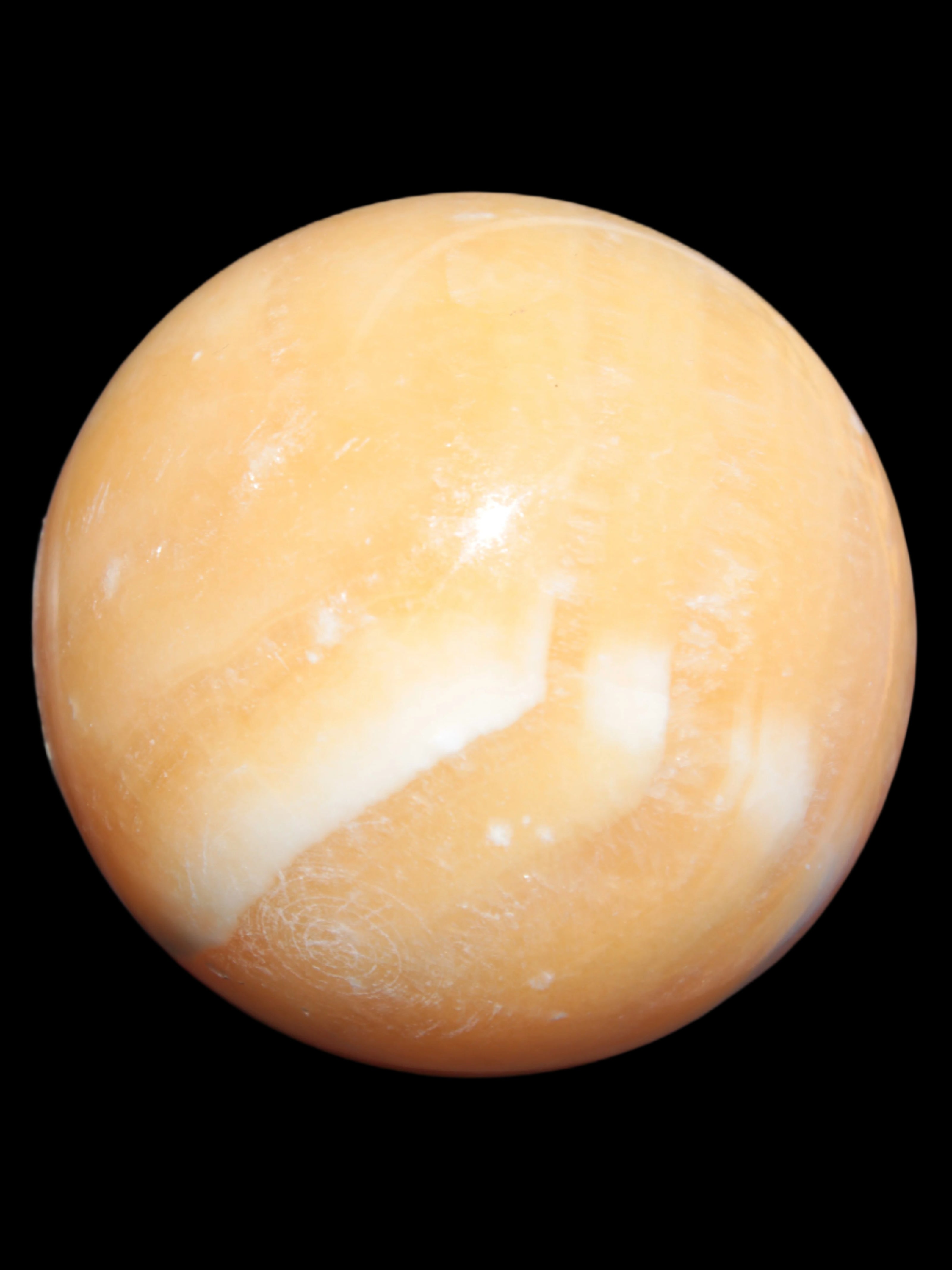 Yellow  Calcite sphere 64/65mm 346-371g  in sunshine - Rocks and Things Store