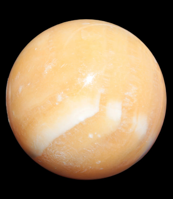 Yellow  Calcite sphere 64/65mm 346-371g  in sunshine - Rocks and Things Store