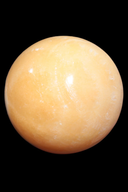 Yellow  Calcite sphere 64/65mm 346-371g  in sunshine - Rocks and Things Store