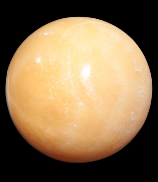Yellow  Calcite sphere 64/65mm 346-371g  in sunshine - Rocks and Things Store