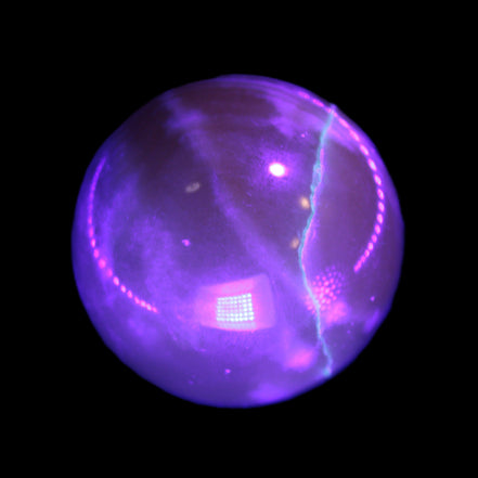 Honey Calcite sphere 48mm 175g in UV light  - Rocks and Things Store