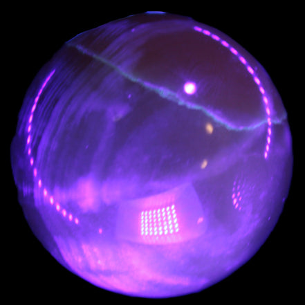 Honey Calcite sphere 48mm 175g in UV light  - Rocks and Things Store
