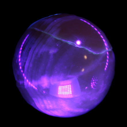 Honey Calcite sphere 48mm 175g in UV light  - Rocks and Things Store
