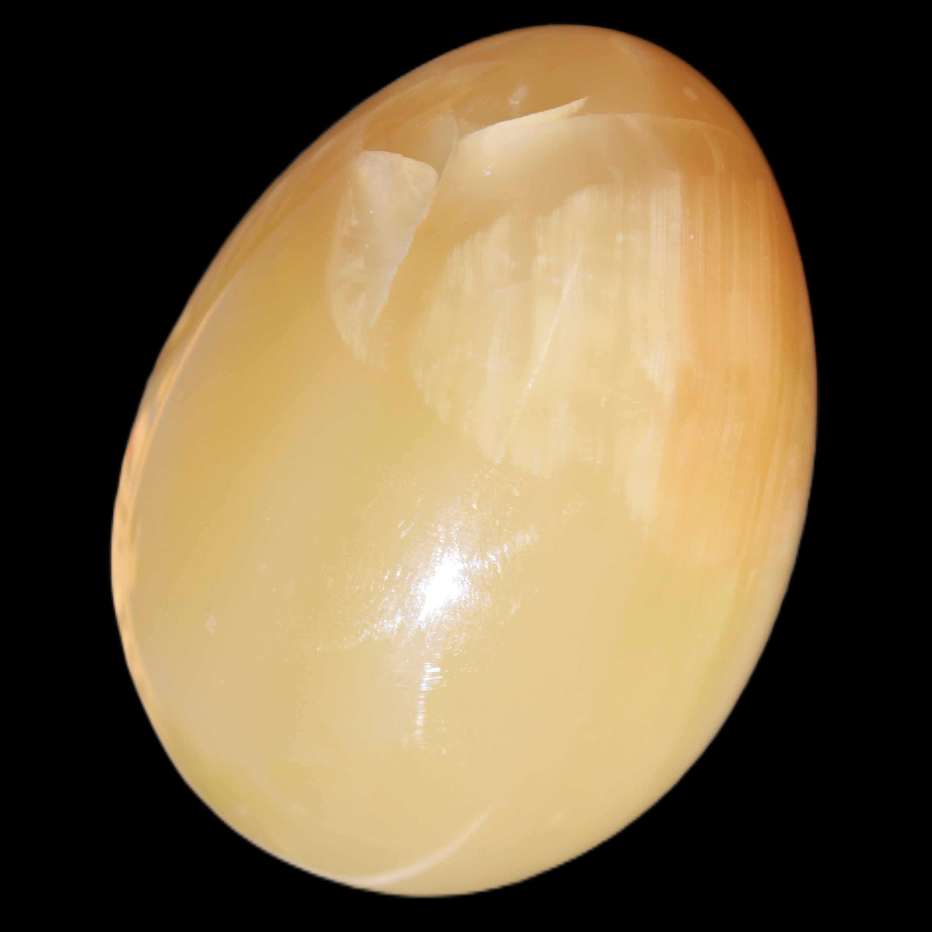 Honey Calcite Egg 47*72mm 252.4g in sunlight - Rocks and Things Store