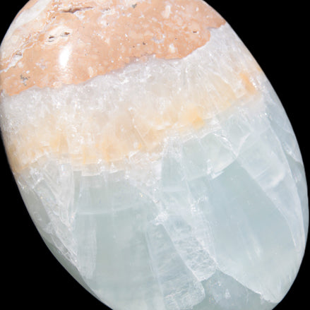 Pistachio Calcite palmstone 64-72mm  121-168g in sunshine - Rocks and Things Store