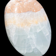 Pistachio Calcite palmstone 64-72mm  121-168g in sunshine - Rocks and Things Store