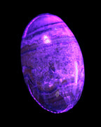 BumbleBee Calcite palm stone 64-70mm 108-130g  in UV light - Rocks and Things Store