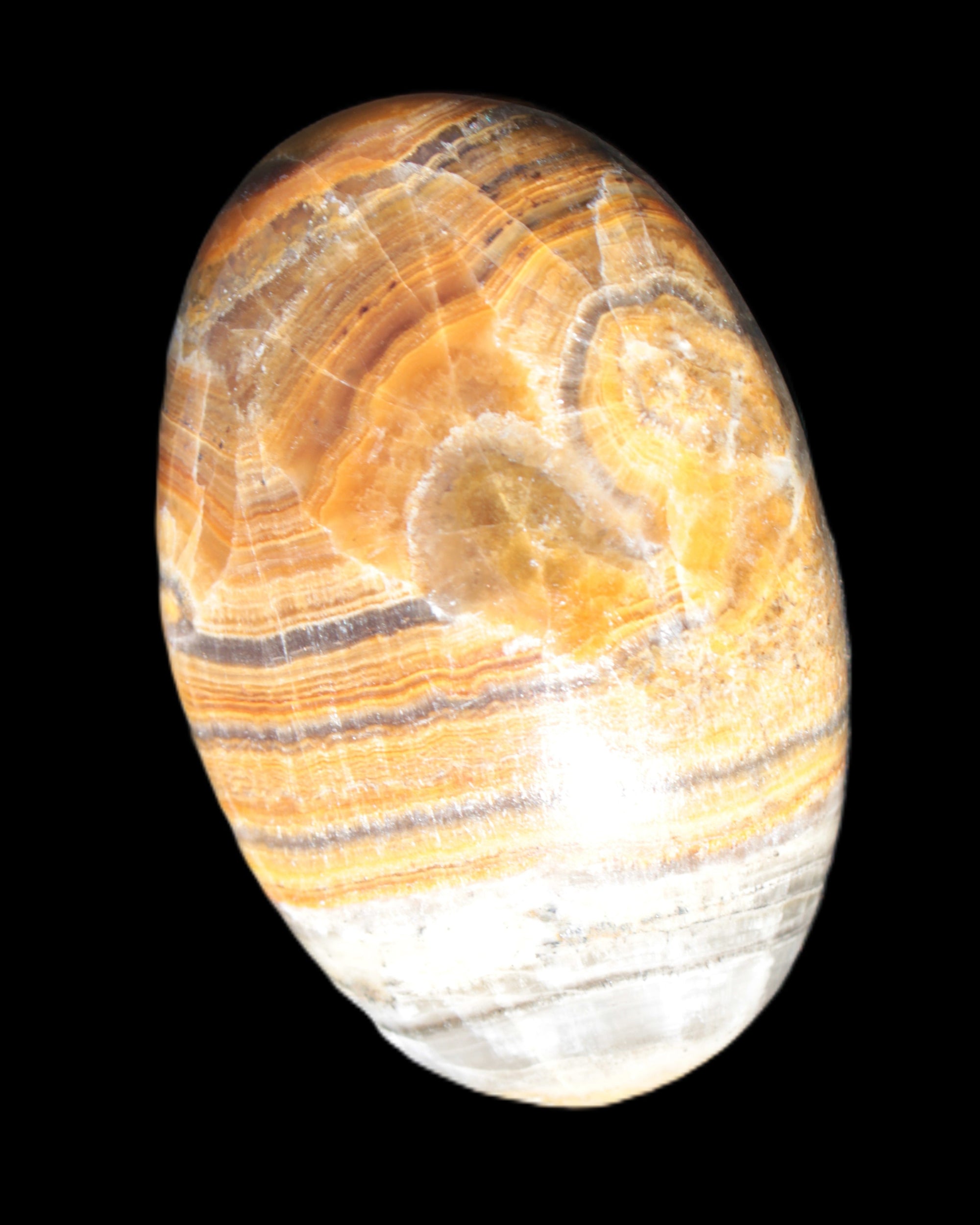 BumbleBee Calcite palm stone 64-70mm 108-130g in sunlight - Rocks and Things Store
