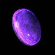 BumbleBee Calcite palm stone 64-70mm 108-130g in UV light - Rocks and Things Store