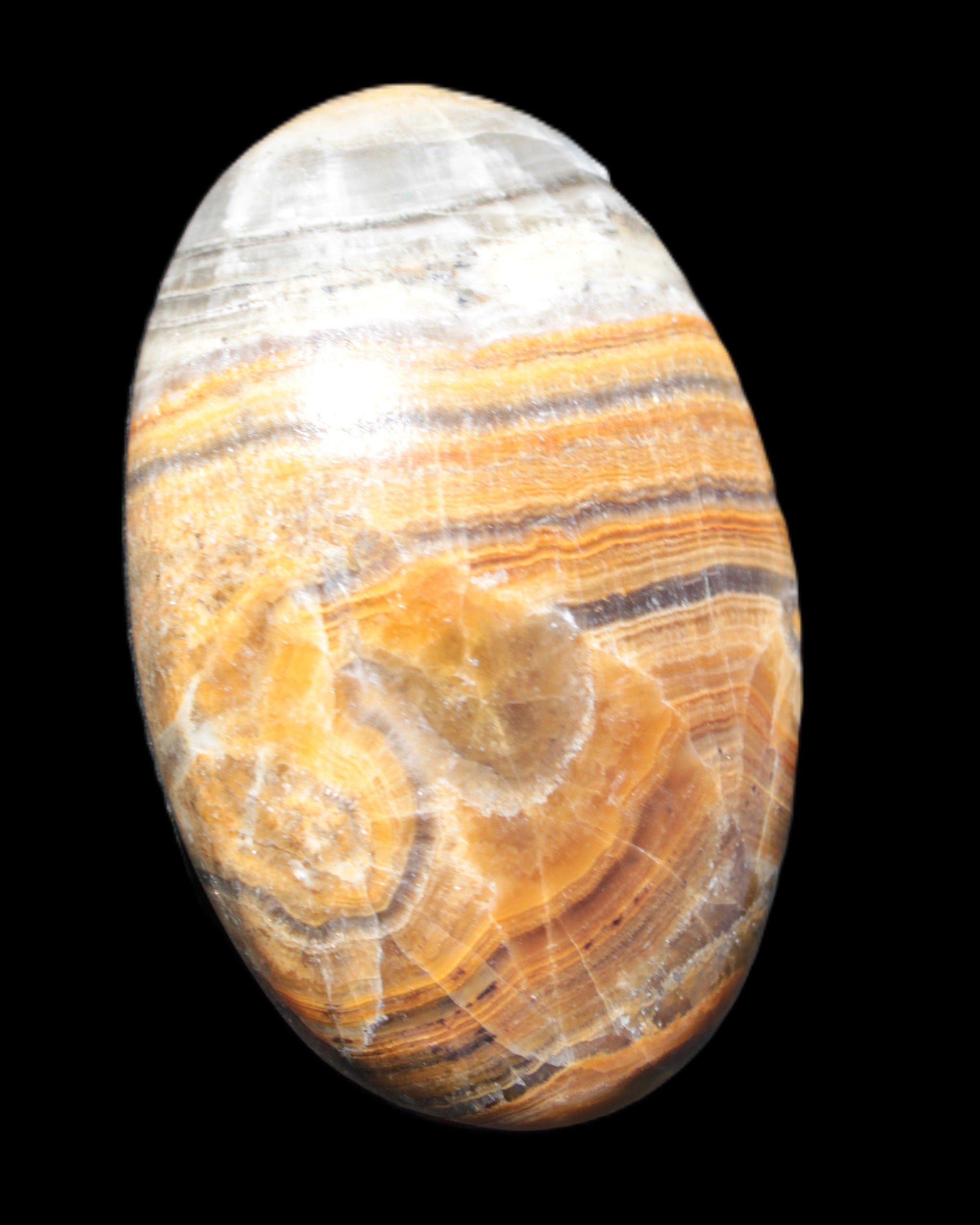 BumbleBee Calcite palm stone 64-70mm 108-130g in sunlight - Rocks and Things Store