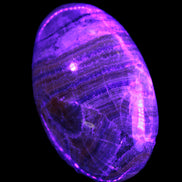 BumbleBee Calcite palm stone 64-70mm 108-130g in UV light - Rocks and Things Store