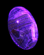BumbleBee Calcite palm stone 64-70mm 108-130g in UV light - Rocks and Things Store