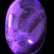 BumbleBee Calcite palm stone 64-70mm 108-130g in UV light - Rocks and Things Store