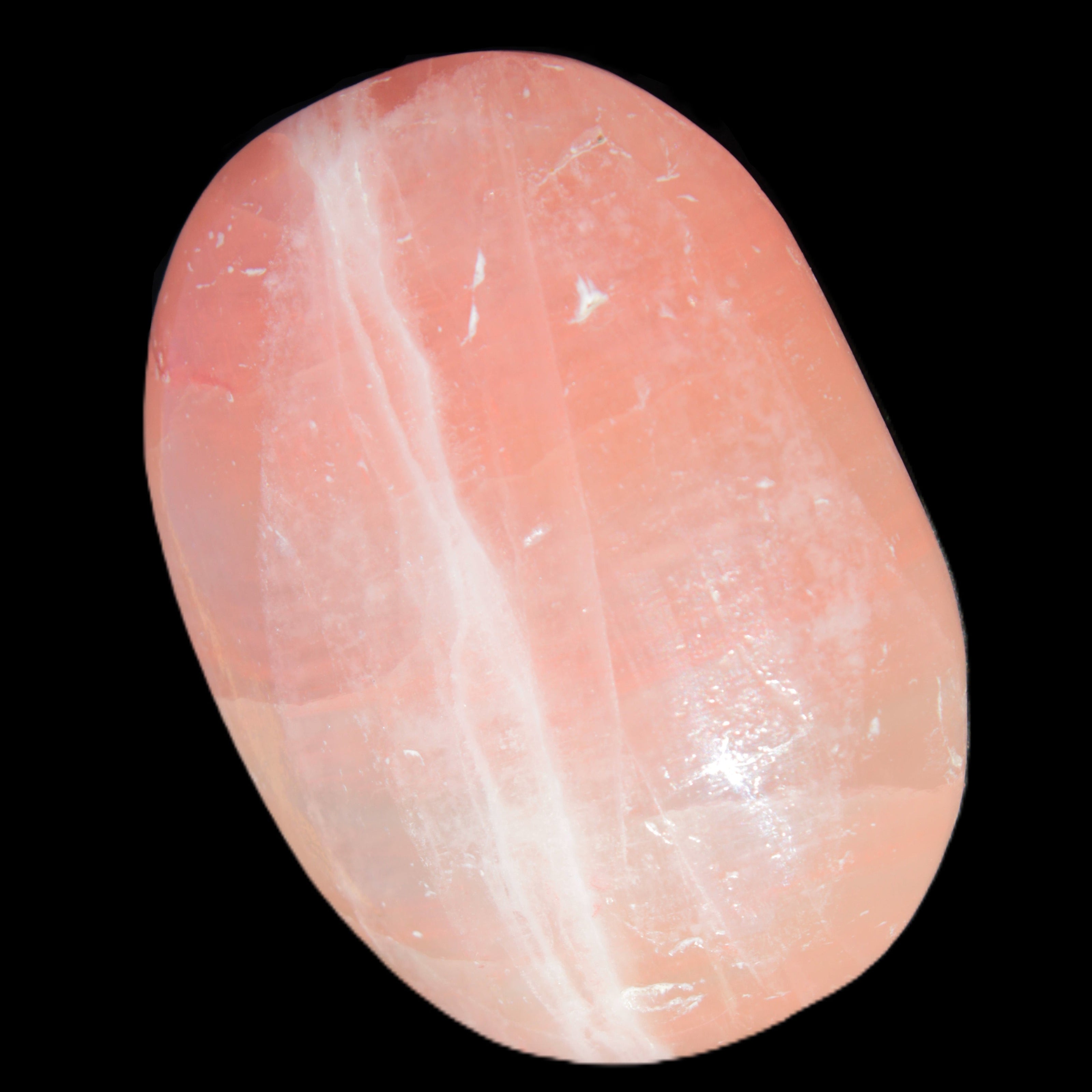 Pink Sorbet Calcite palm stone 57-61mm 71-117g in sunlight - Rocks and Things Store