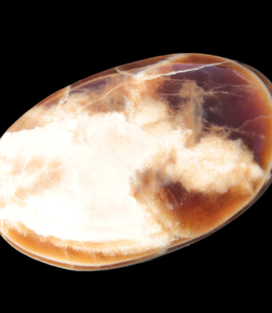 Chocolate Calcite palm stone 58-66mm 91-115g Rocks and Things