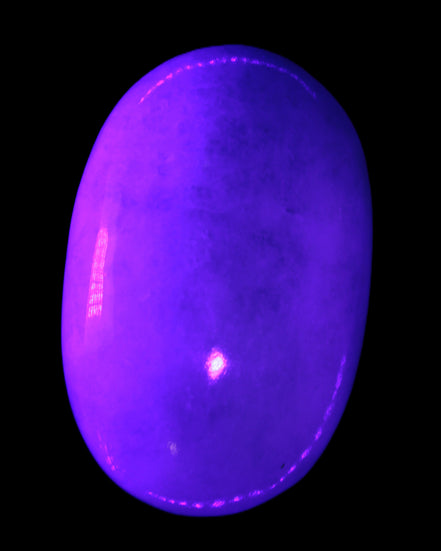 White Jade palm stone from Pakistan 62-72mm 63-86.7g in UV light - Rocks and Things Store