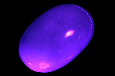 White Jade palm stone from Pakistan 62-72mm 63-86.7g in UV light.7g Rocks and Things