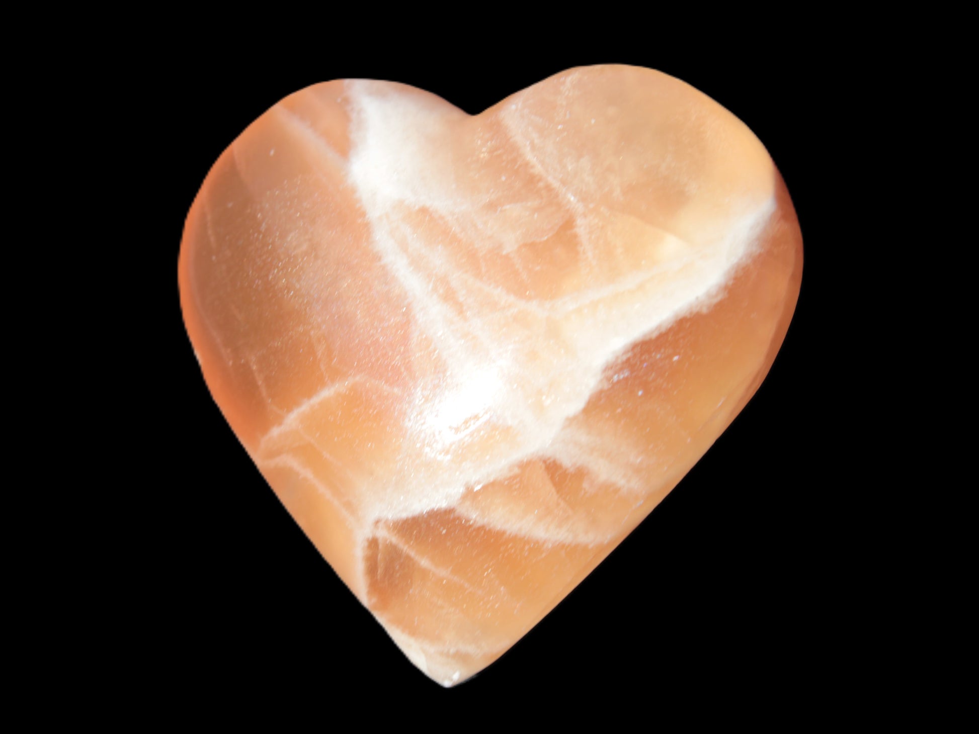 Honey Calcite heart 66-75g in sunshne