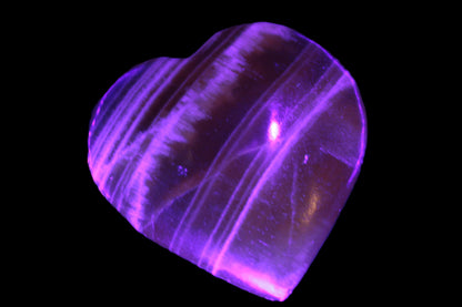 Honey Calcite heart  66-75g in UV light Rocks and Things