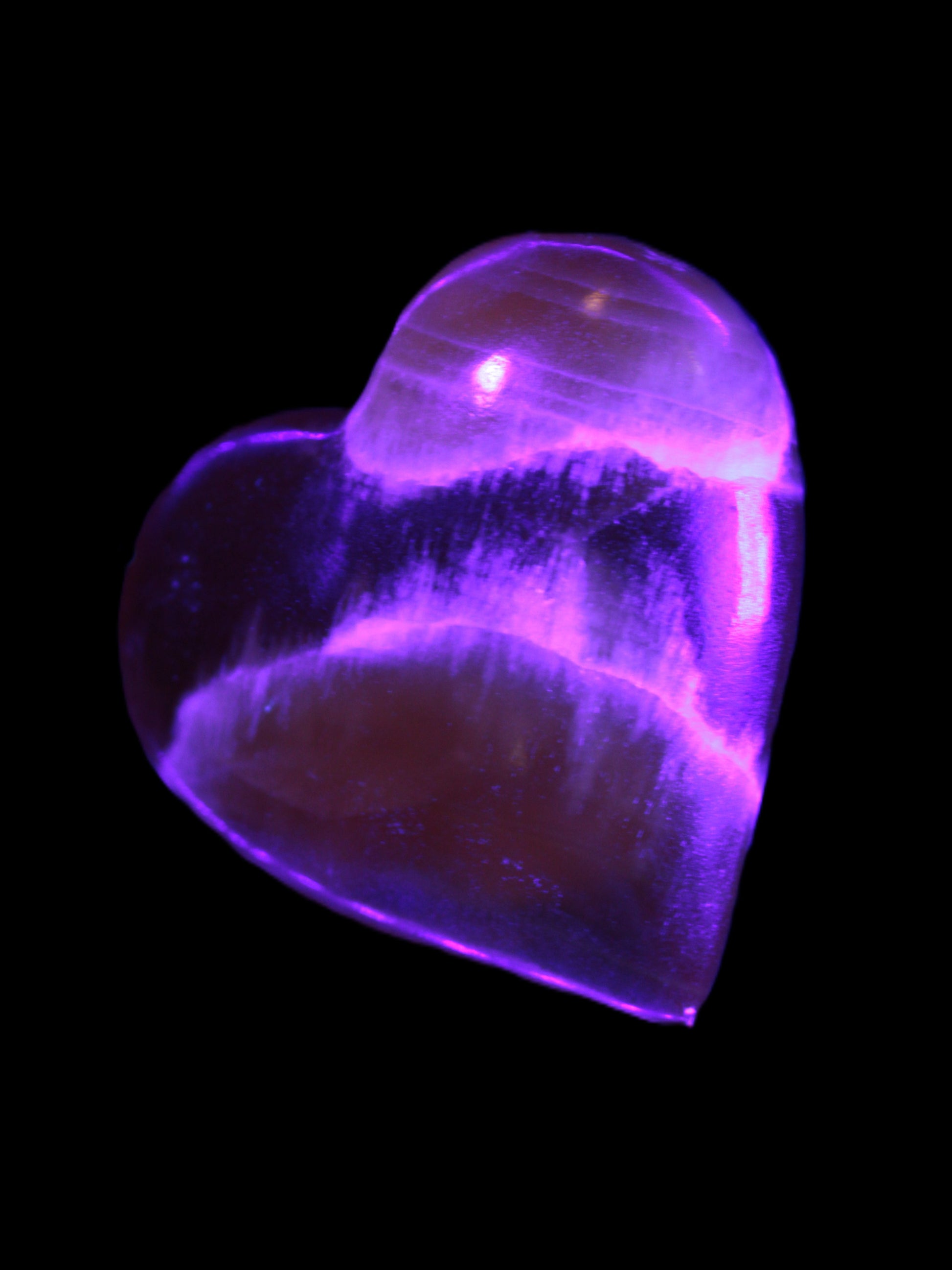 Honey Calcite heart  66-75g in UV light Rocks and Things