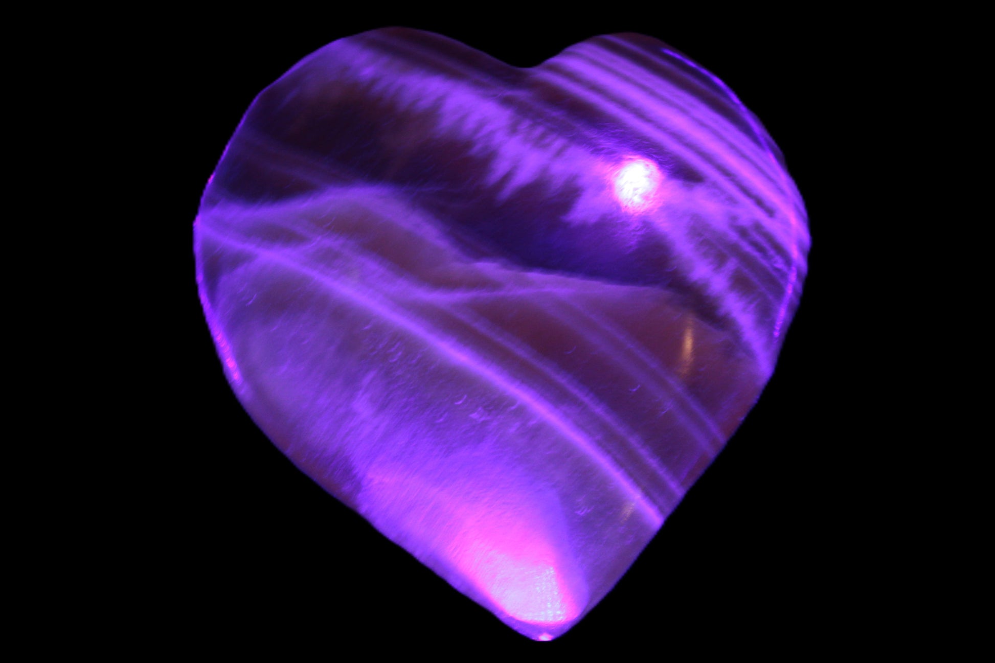 Honey Calcite heart  66-75g in UV light Rocks and Things