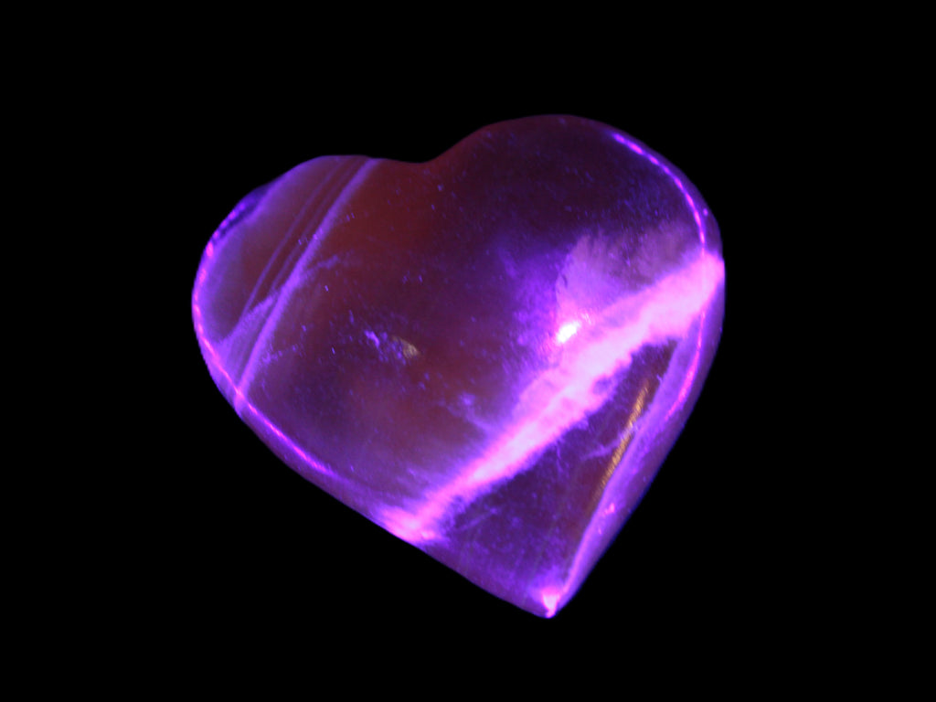 Honey Calcite heart  66-75g in UV light Rocks and Things