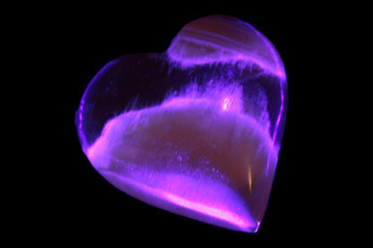 Honey Calcite heart  66-75g in UV light Rocks and Things