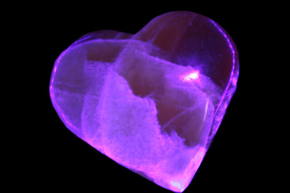 Honey Calcite heart  66-75g in UV light Rocks and Things