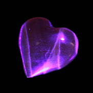 Honey Calcite heart 51-54mm  68-78g in UV light