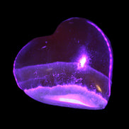 Honey Calcite heart 51-54mm  68-78g in UV light