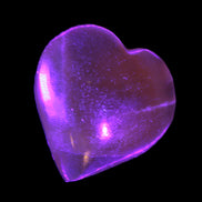Honey Calcite heart 51-54mm  68-78g in UV light