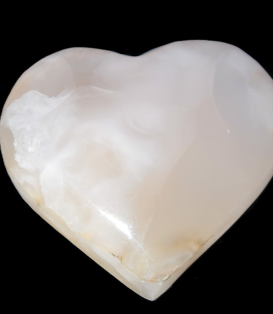 Mangano Calcite hand-carved heart 56*54*20mm 87.5g Rocks and Things