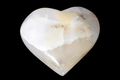 Mangano Calcite hand-carved heart 56*54*20mm 87.5g Rocks and Things