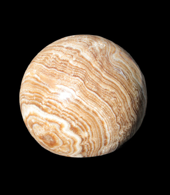 Chocolate Calcite closely banded sphere 48mm 159g -Rocks and Things Store