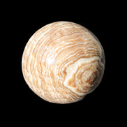 Chocolate Calcite closely banded sphere 48mm 159g - Rocks and Things Store