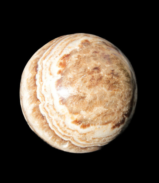 Beautiful Chocolate Calcite sphere 48mm 162g in sunlight - Rocks and Things Store