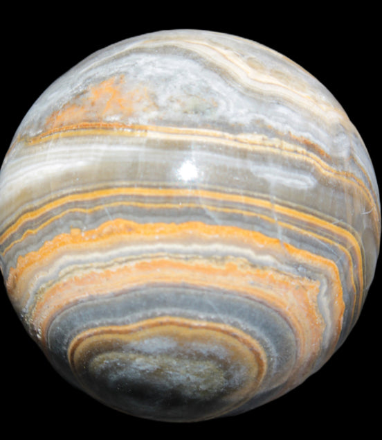 BumbleBee Calcite sphere 51mm  191g in sunshine - Rocks and Things Store