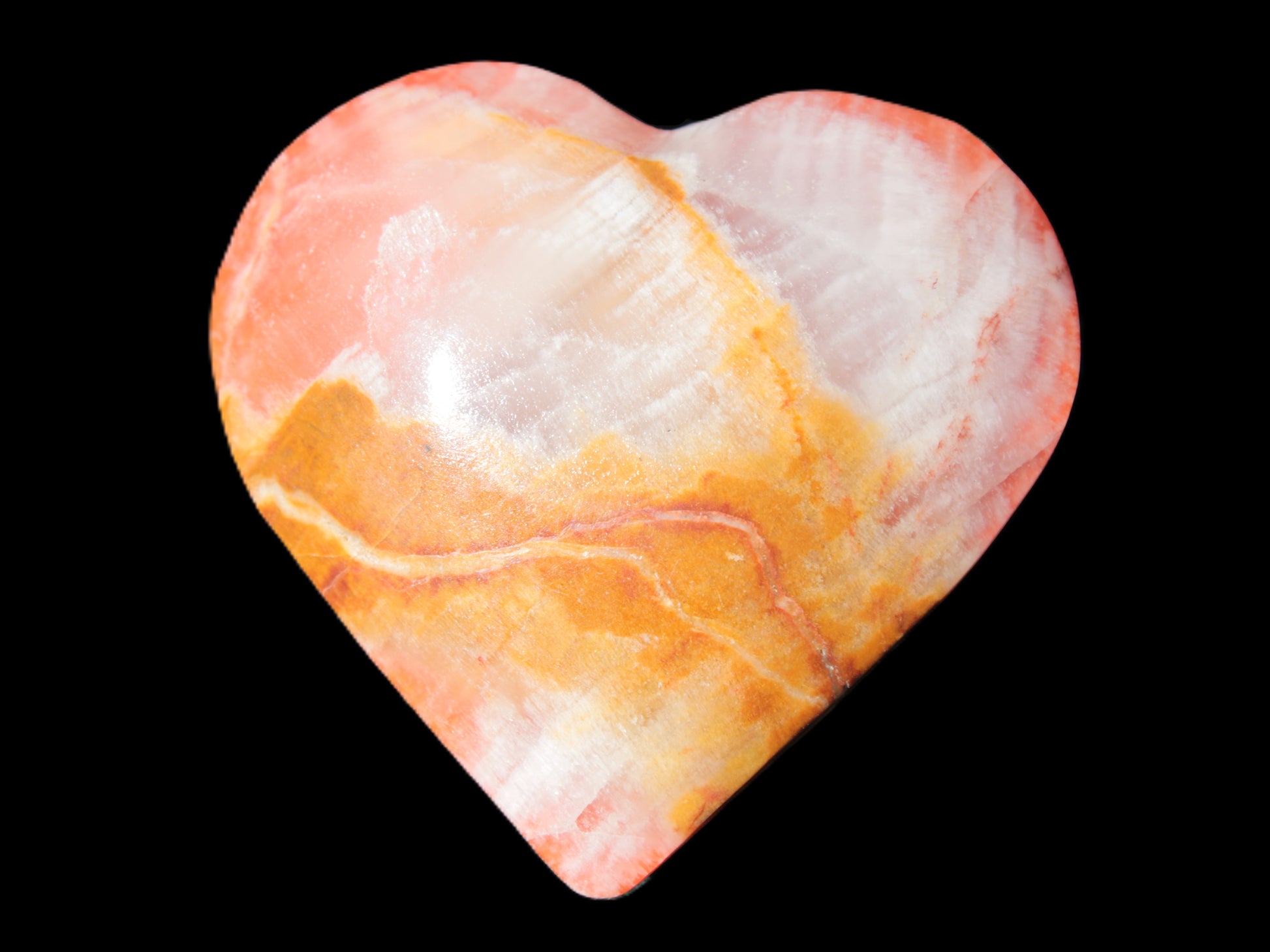 Calcite dyed hand-carved heart 61*58*16mm 85.5g Rocks and Things