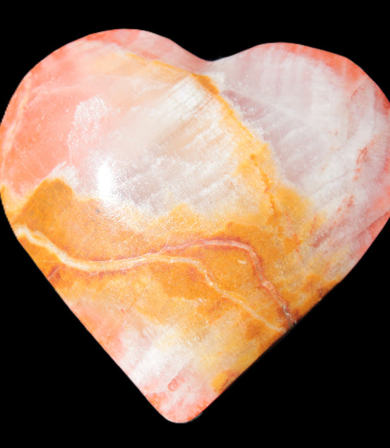 Calcite dyed hand-carved heart 61*58*16mm 85.5g in sunlight - Rocks and Things Store
