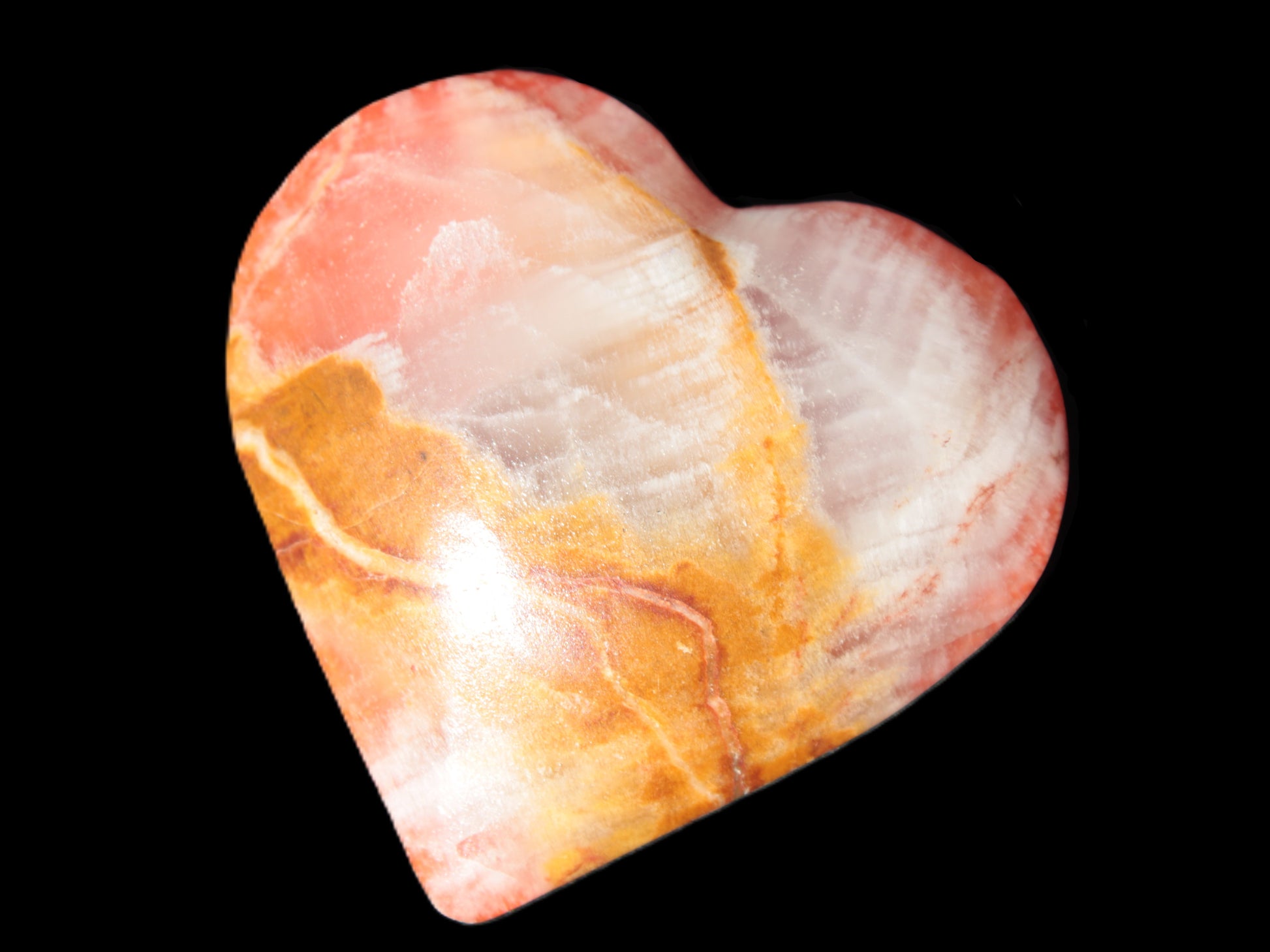 Calcite dyed hand-carved heart 61*58*16mm 85.5g Rocks and Things