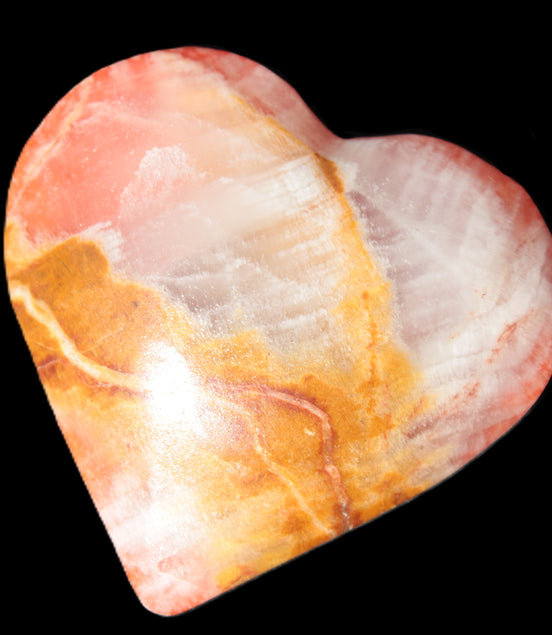 Calcite dyed hand-carved heart 61*58*16mm 85.5g in sunlight - Rocks and Things Store
