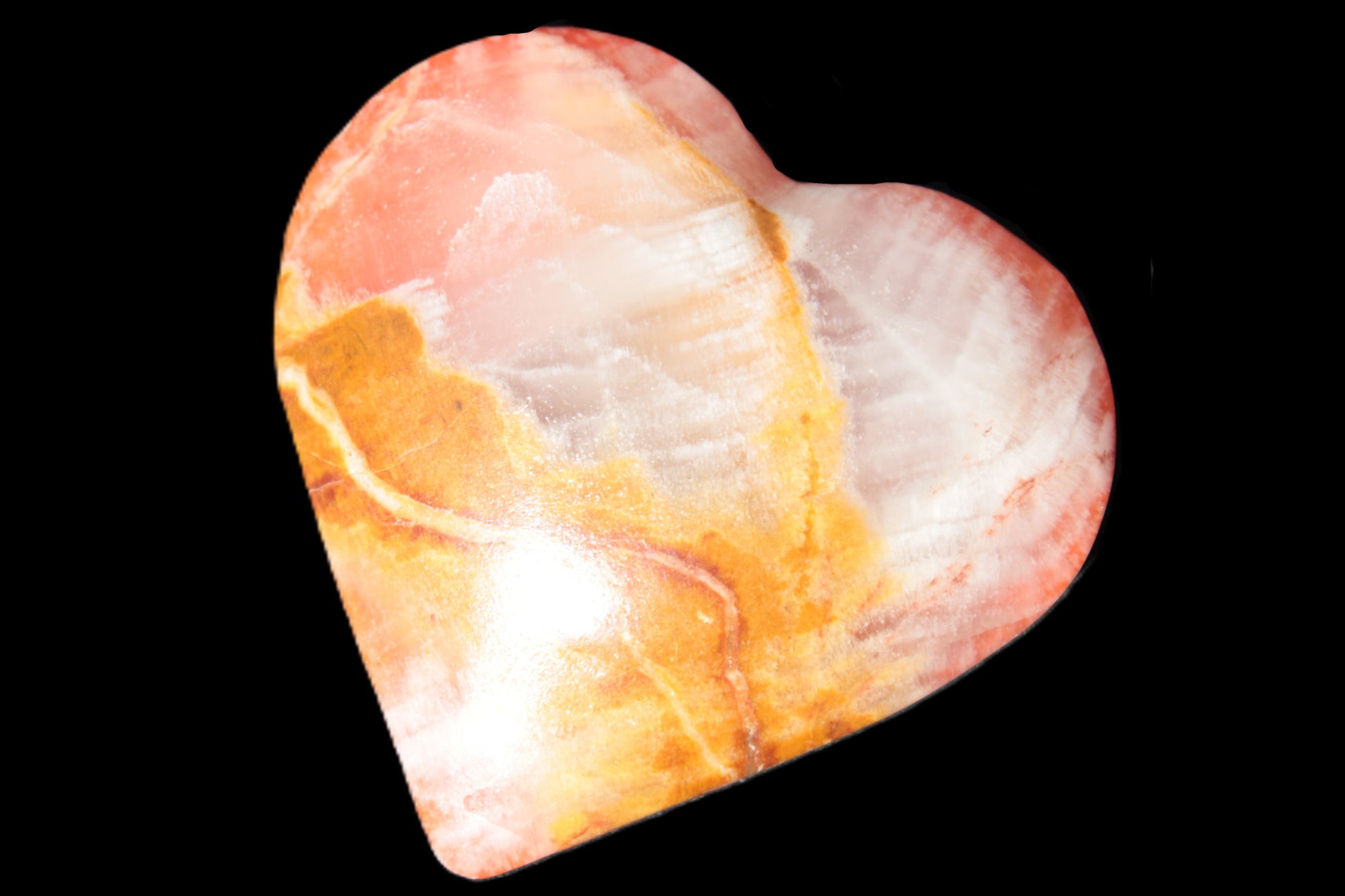 Calcite dyed hand-carved heart 61*58*16mm 85.5g Rocks and Things